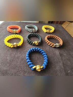Lot of 7 Rustic Cuff Silicone Curb Chain Bracelets